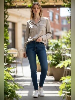OLD NAVY Tan Button-Up Blouse